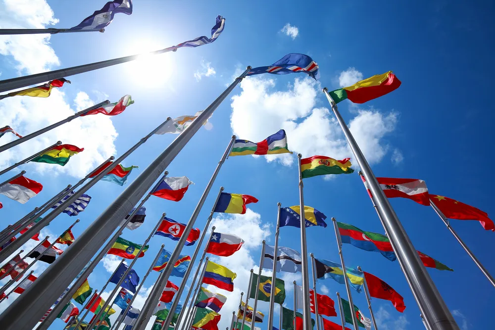 Flags,Of,All,Nations,Of,The,World,Are,Flying,In international flags