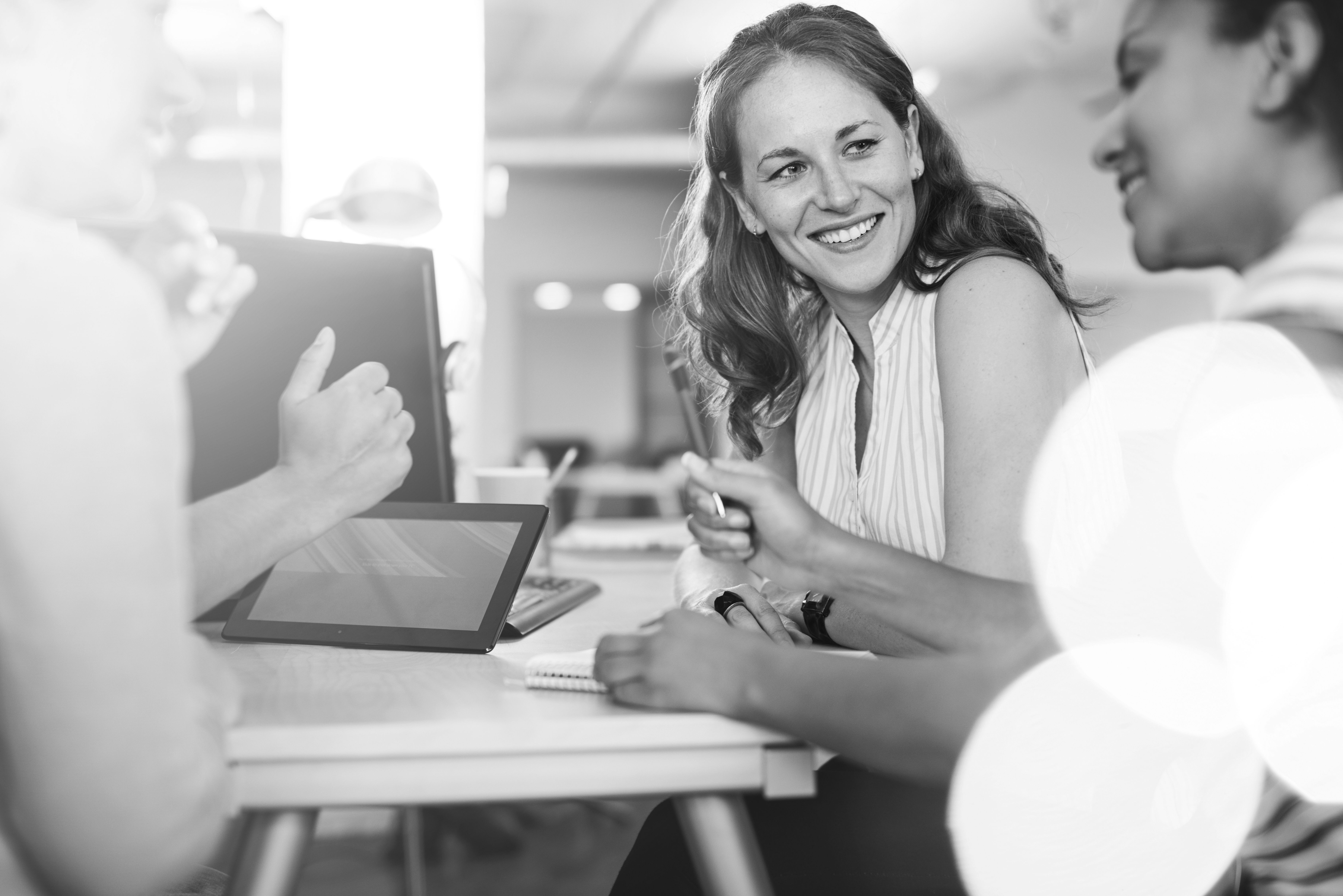 group of professional consultants working in office