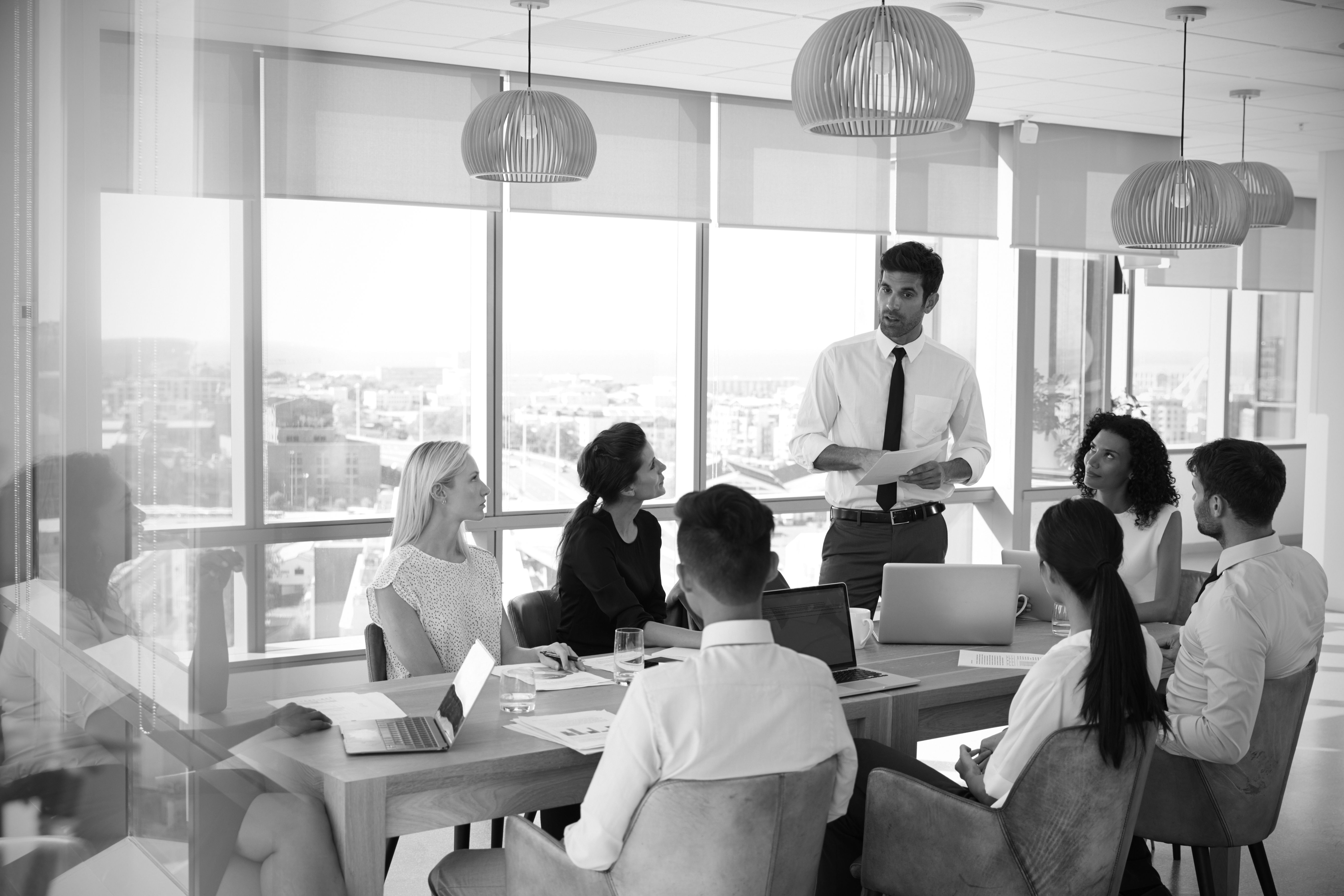 man making presentation