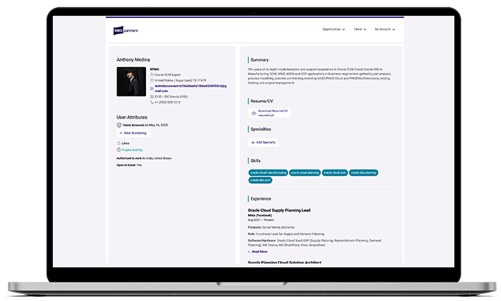 marketplace talent profile